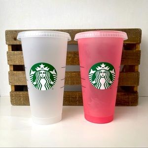 STARBUCKS ONE Frosted Clear to Red Color-Changing Cold Cup